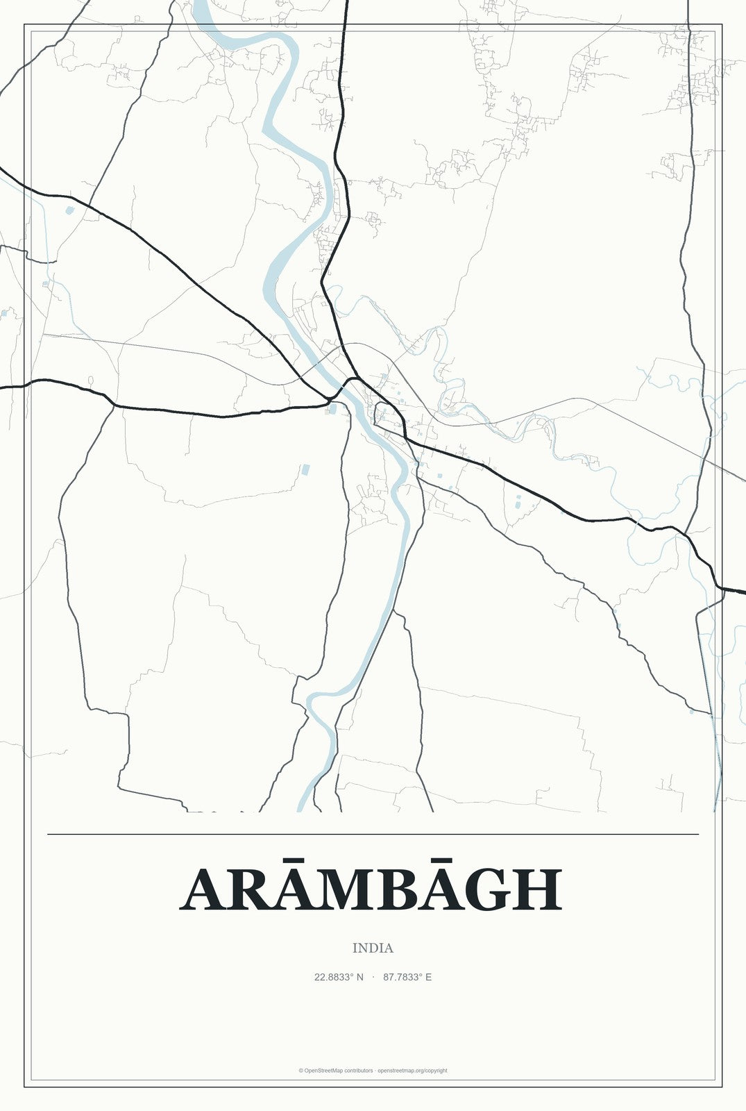 Arāmbāgh, India City Map Aluminum Sign in Gallery Air style