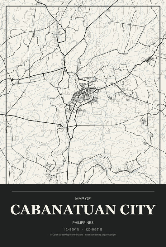 Cabanatuan City, Philippines City Map Aluminum Sign in Museum Plaque style