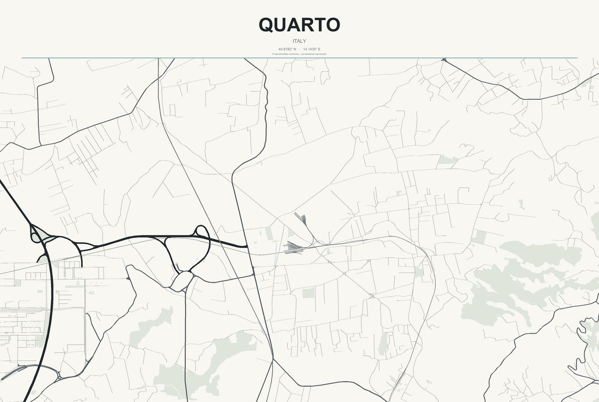 Quarto, Italy City Map Aluminum Sign in Headline Atlas style