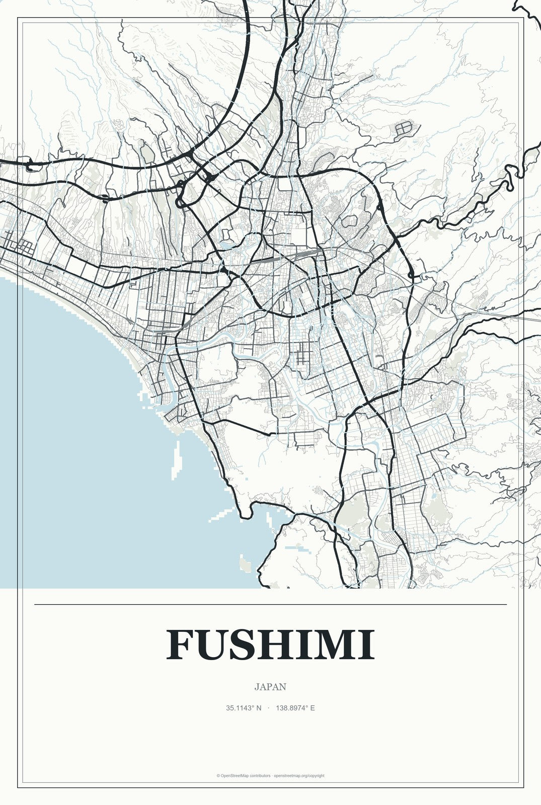 Fushimi, Japan City Map Aluminum Sign in Gallery Air style