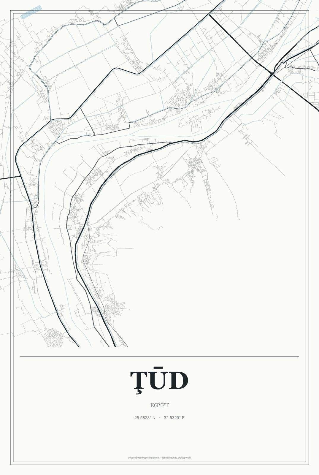Ţūd, Egypt City Map Aluminum Sign in Gallery Air style