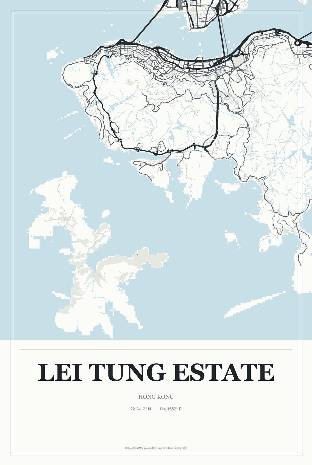 Lei Tung Estate, Hong Kong City Map Aluminum Sign in Gallery Air style
