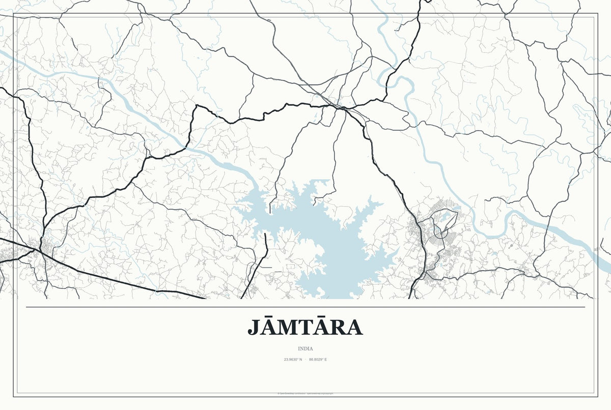 Jāmtāra, India City Map Aluminum Sign in Gallery Air style
