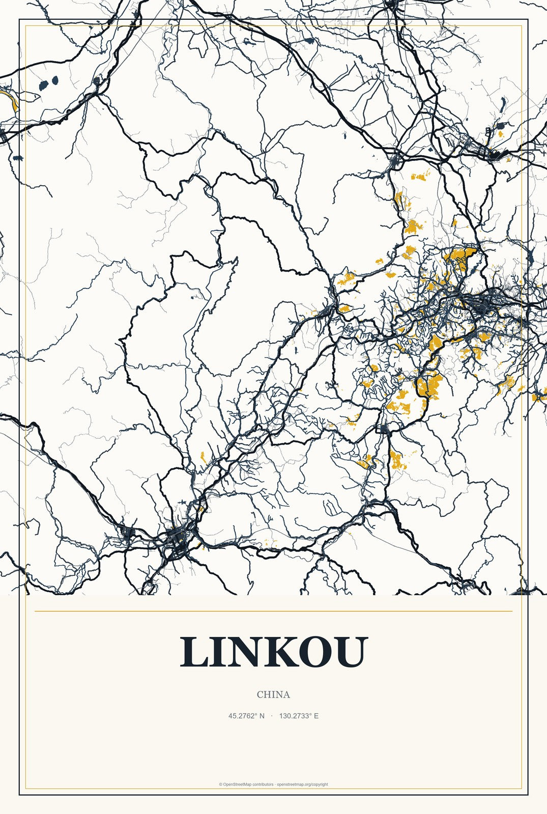 Linkou, China City Map Aluminum Sign in Citrine Modern style