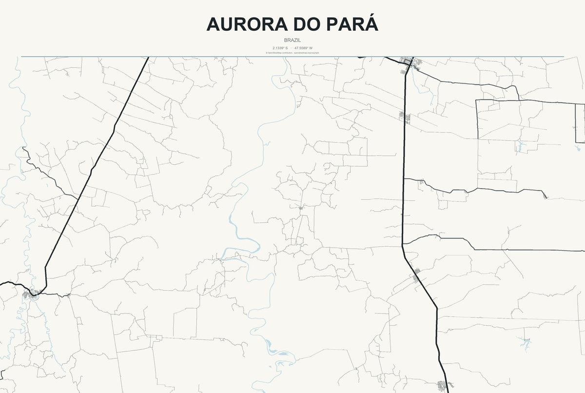 Aurora do Pará, Brazil City Map Aluminum Sign in Headline Atlas style