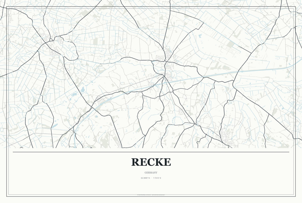 Recke, Germany City Map Aluminum Sign in Gallery Air style
