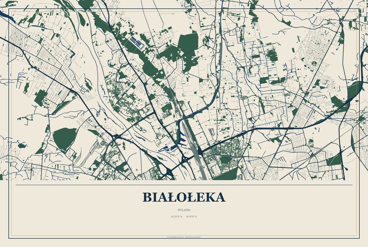 Białołeka, Poland City Map Aluminum Sign in Coastal Cutout style
