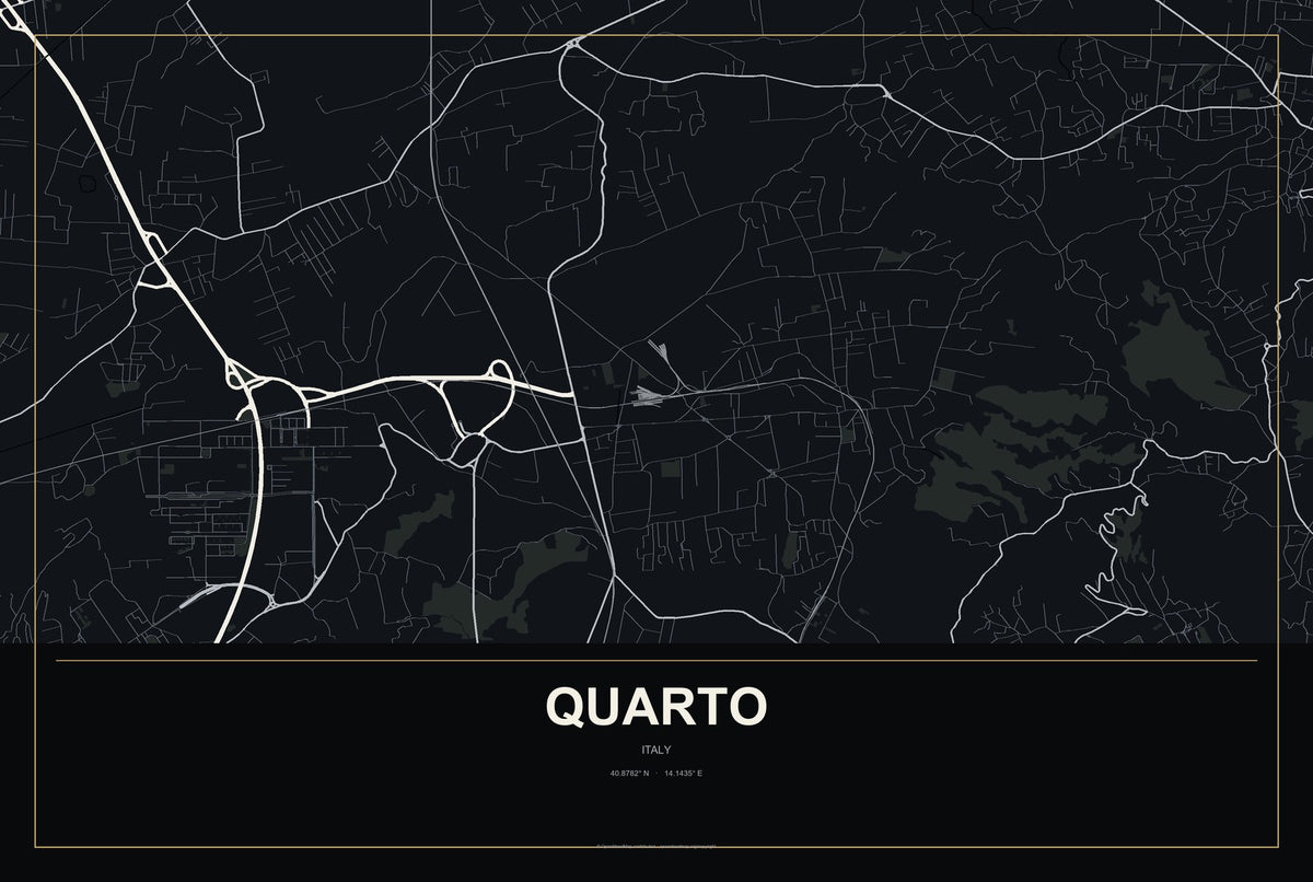 Quarto, Italy City Map Aluminum Sign in Metropolitan Noir style