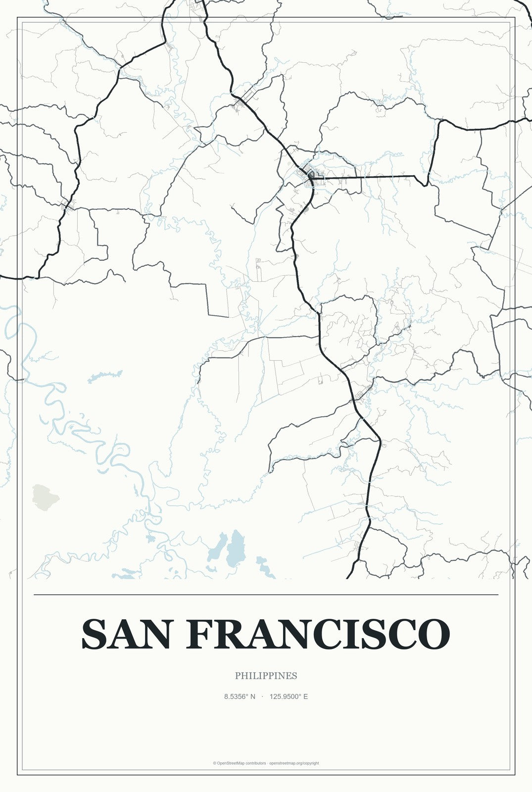 San Francisco, Central Luzon, Philippines City Map Aluminum Sign in Gallery Air style