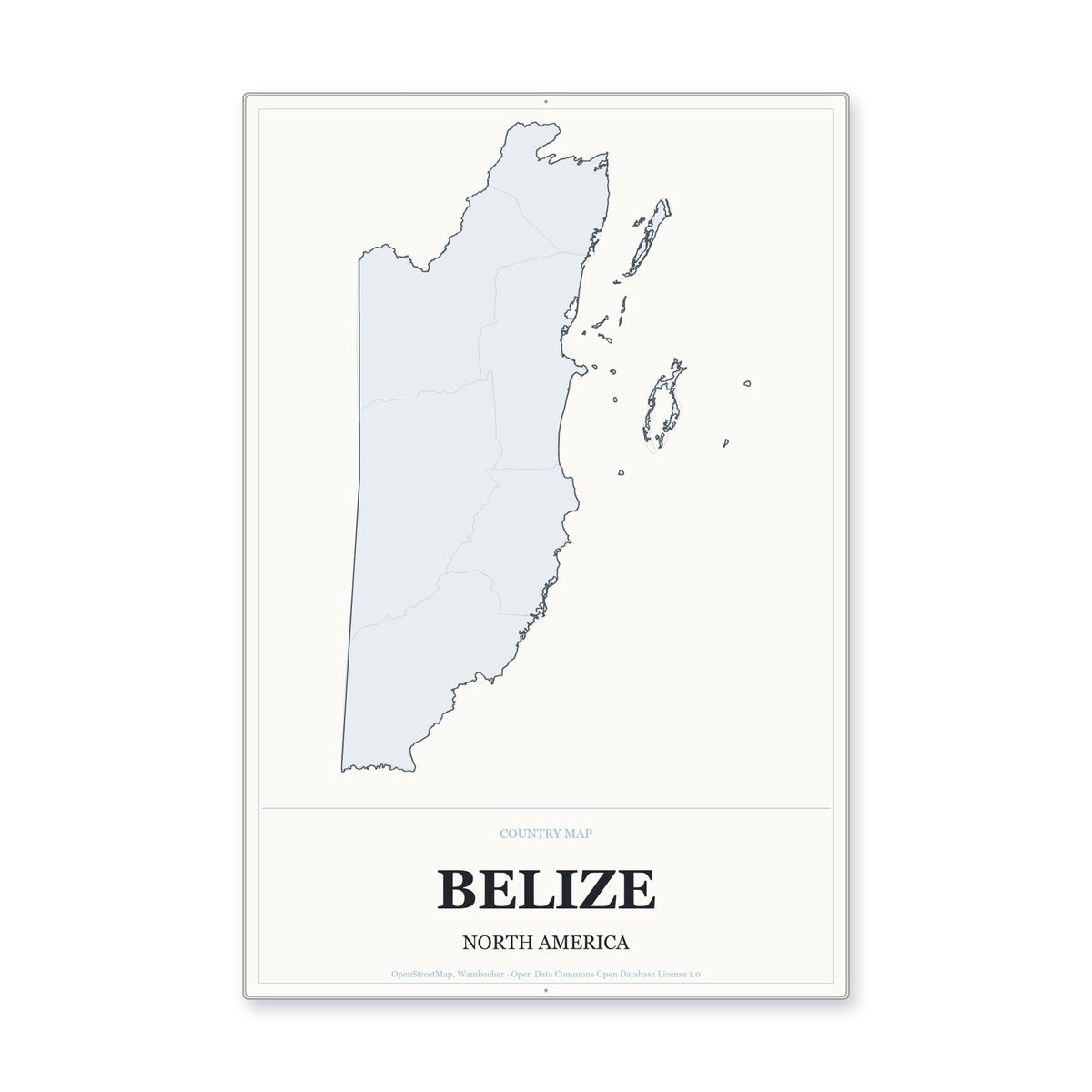 Belize Country Map Aluminum Sign in Gallery Air style