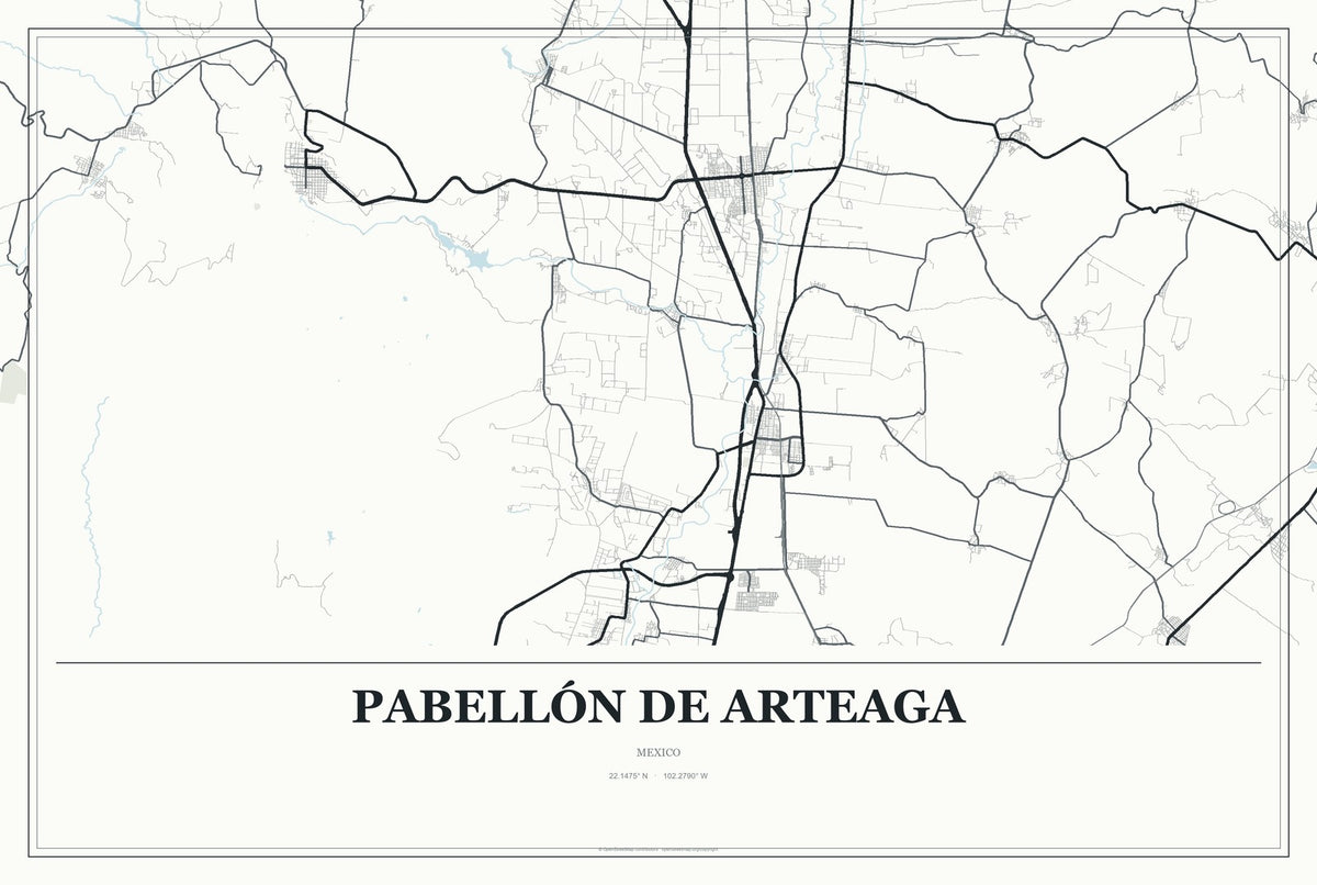 Pabellón de Arteaga, Mexico City Map Aluminum Sign in Gallery Air style