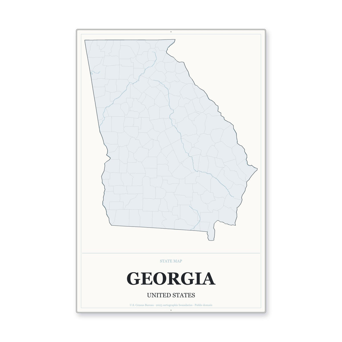 Georgia state map aluminum sign in Gallery Air style