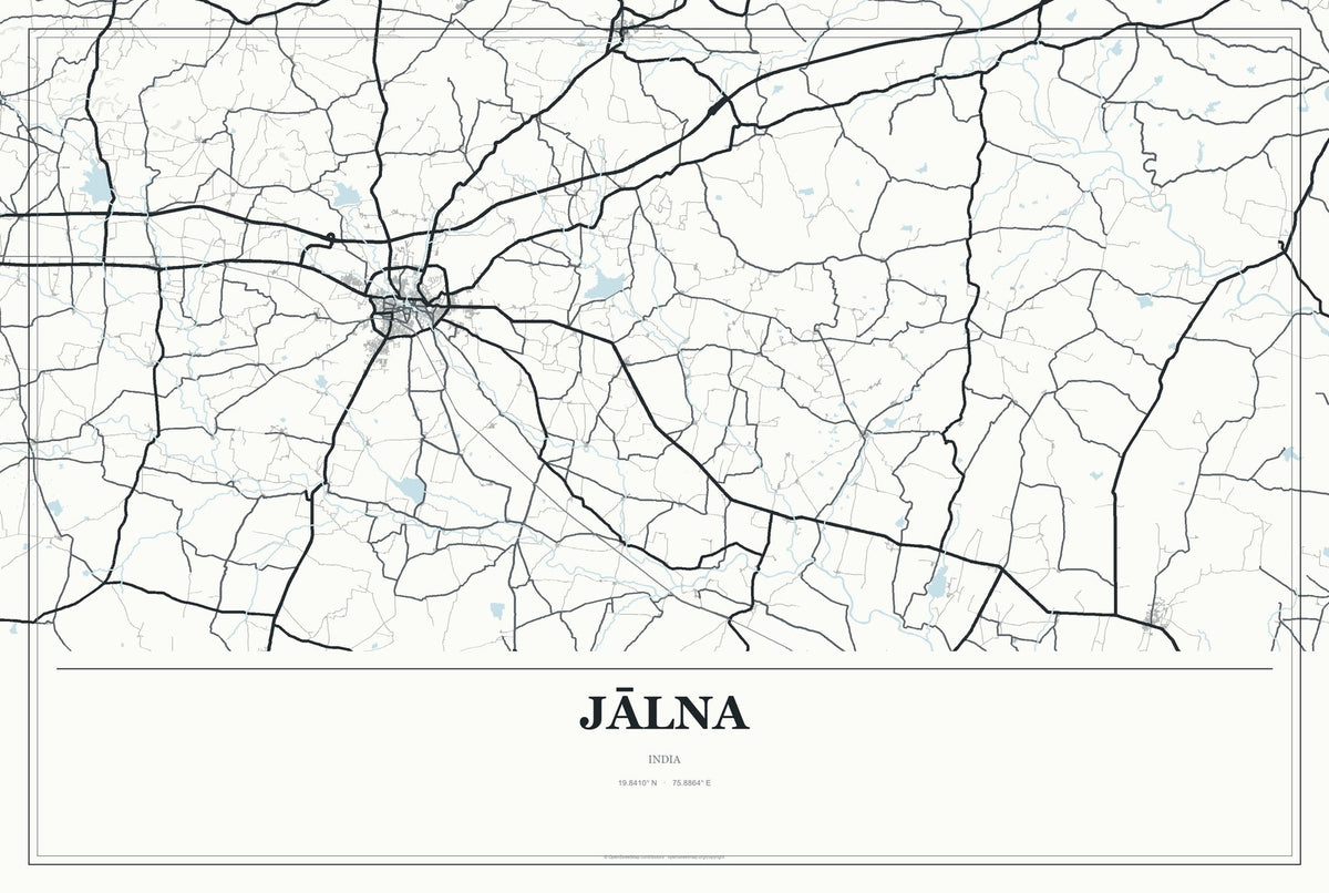 Jālna, India City Map Aluminum Sign in Gallery Air style