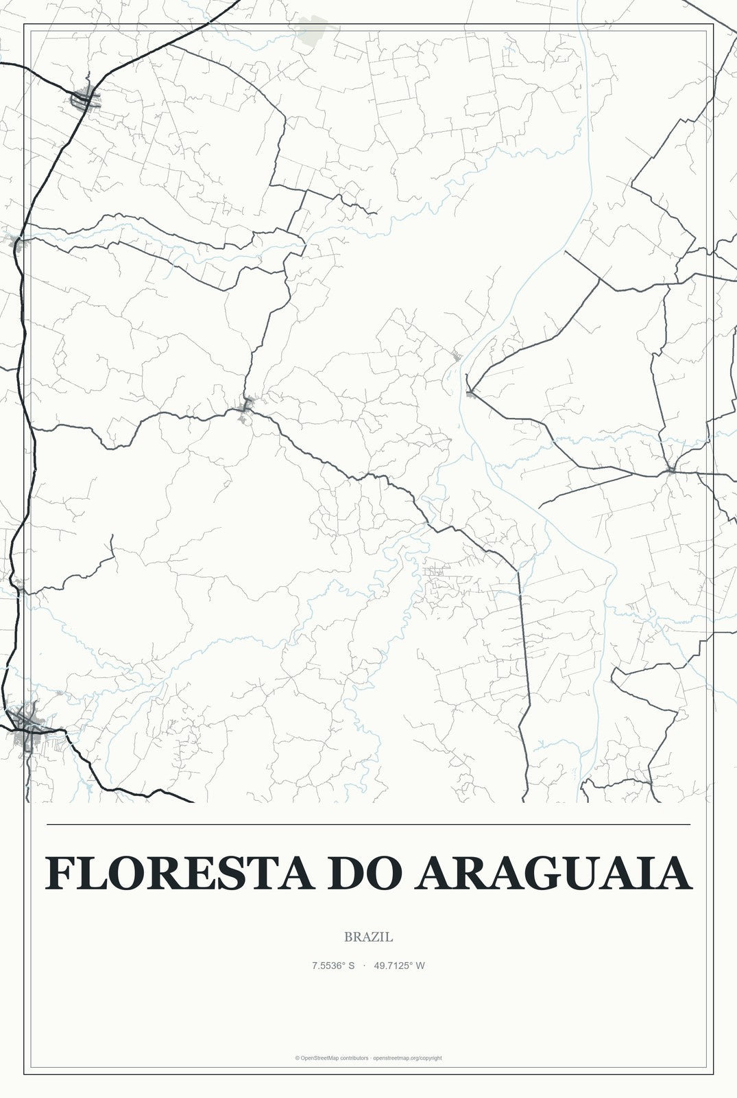 Floresta do Araguaia, Brazil City Map Aluminum Sign in Gallery Air style