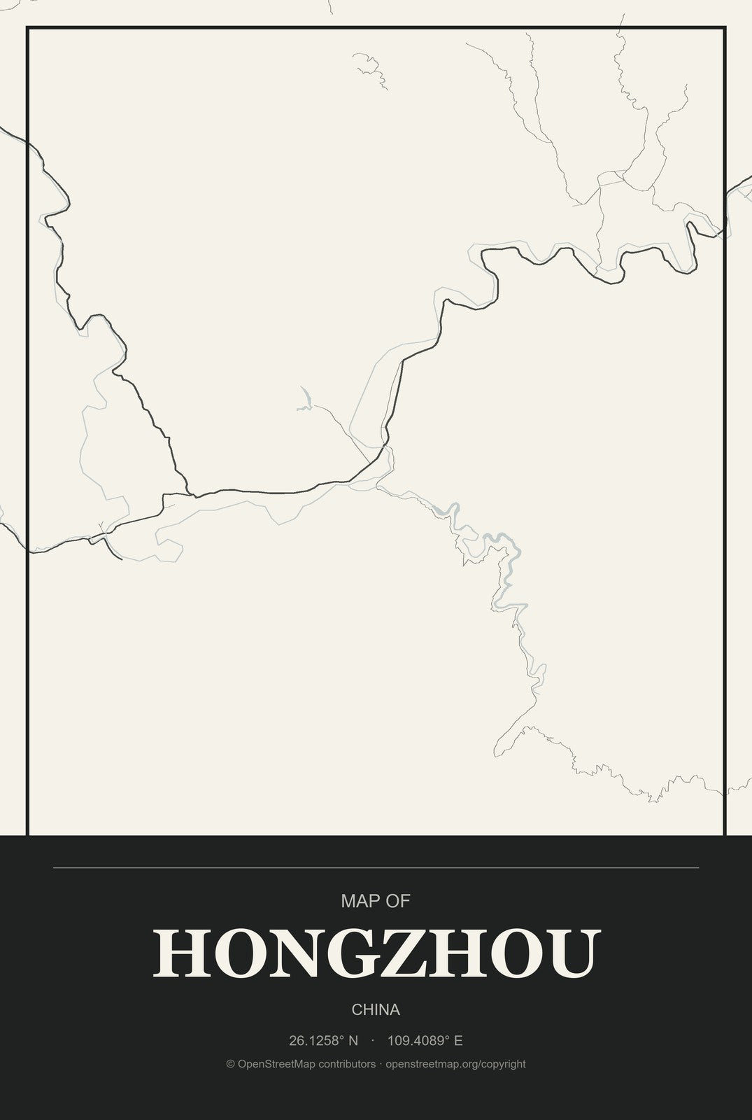 Hongzhou, China City Map Aluminum Sign in Museum Plaque style