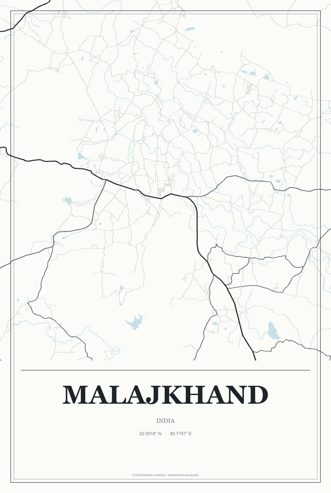 Malajkhand, India City Map Aluminum Sign in Gallery Air style