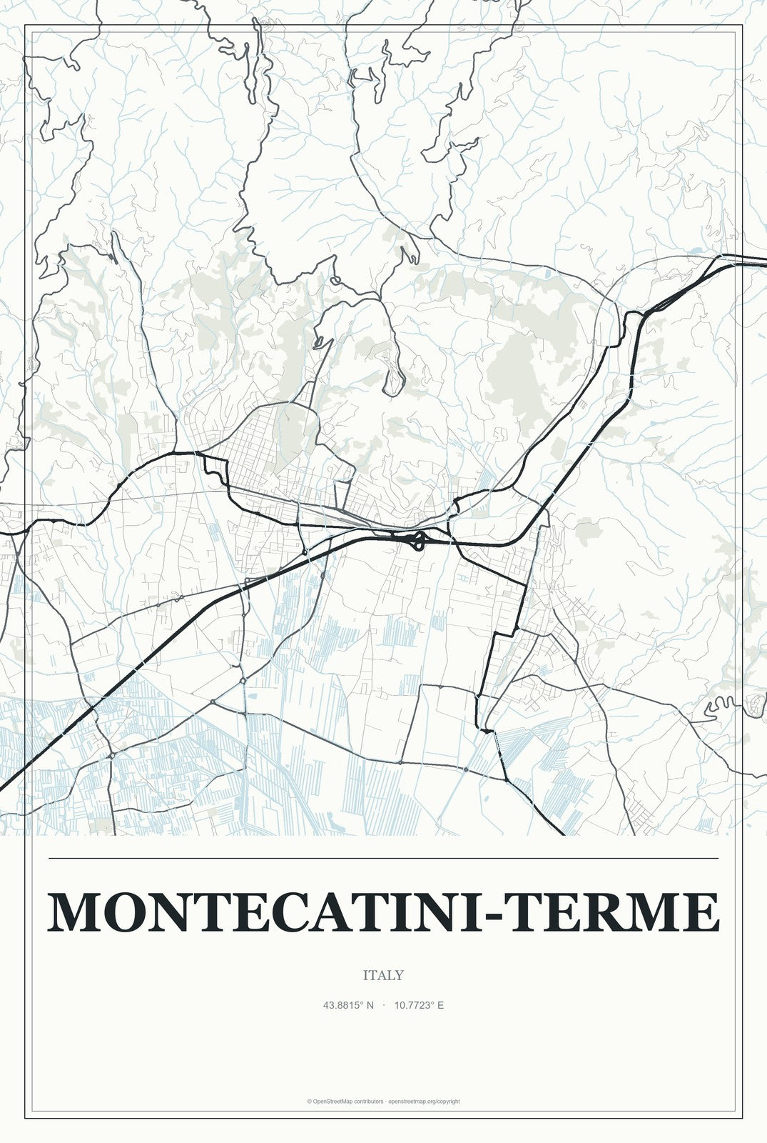 Montecatini-Terme, Italy City Map Aluminum Sign in Gallery Air style
