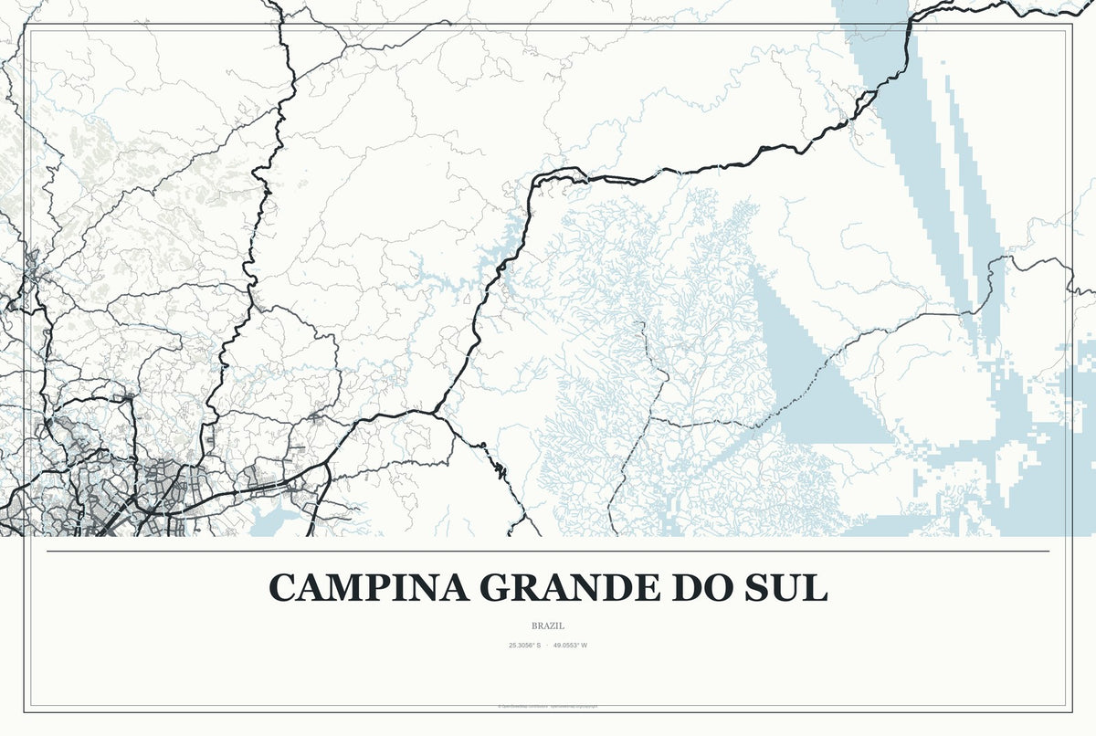 Campina Grande do Sul, Brazil City Map Aluminum Sign in Gallery Air style