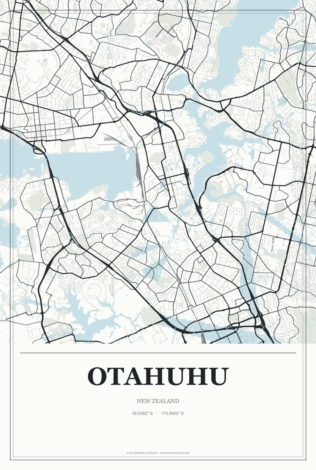 Otahuhu, New Zealand City Map Aluminum Sign in Gallery Air style