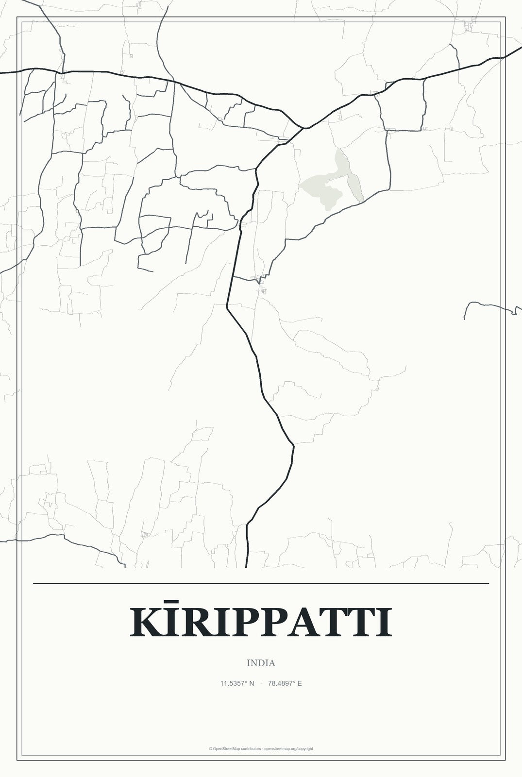Kīrippatti, India City Map Aluminum Sign in Gallery Air style