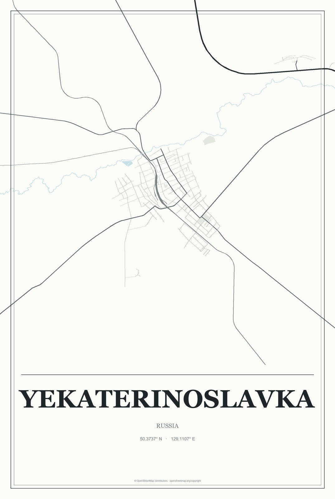 Yekaterinoslavka, Russia City Map Aluminum Sign in Gallery Air style