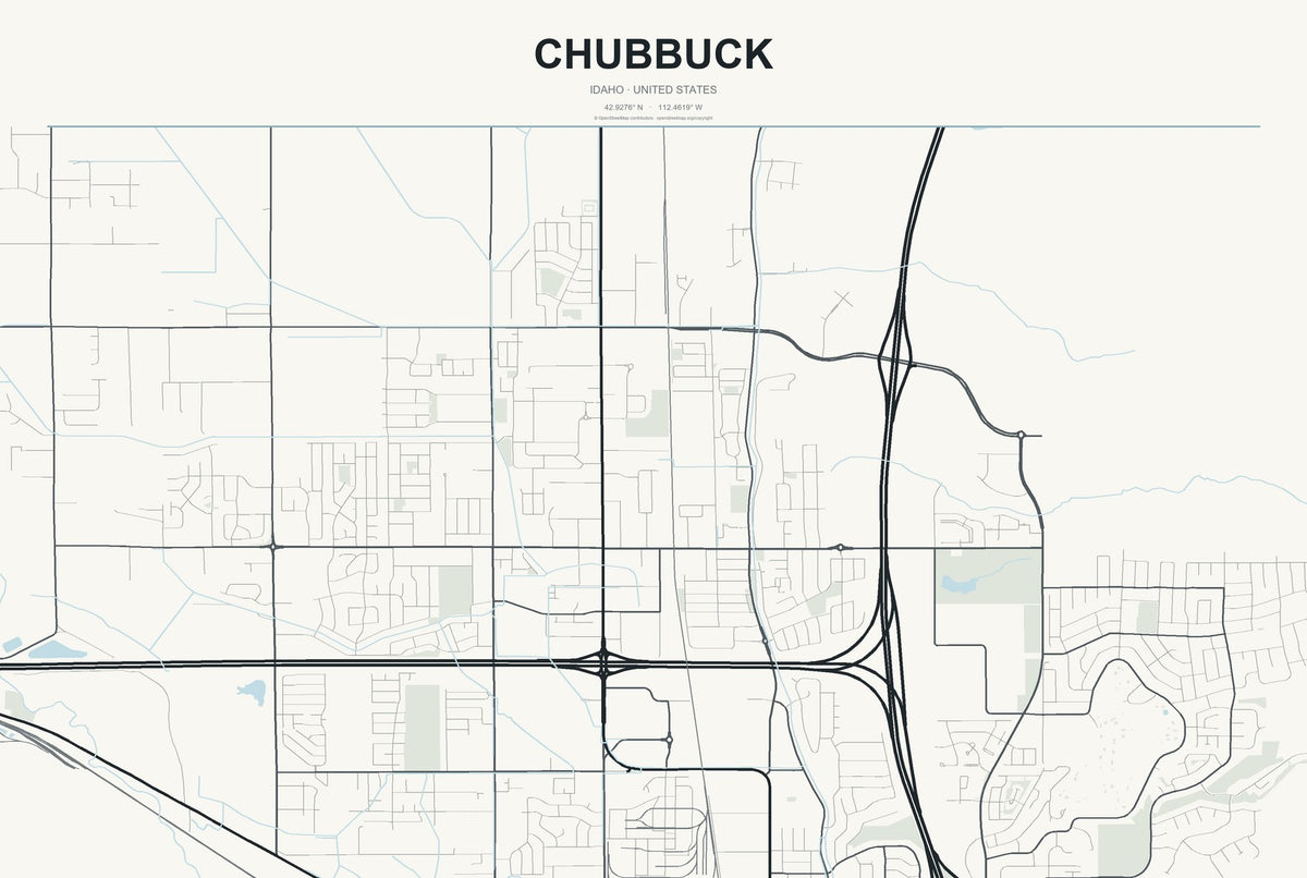 Chubbuck, Idaho City Map Aluminum Sign in Headline Atlas style