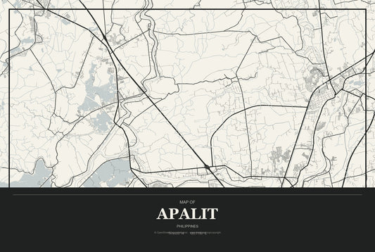 Apalit, Philippines City Map Aluminum Sign in Museum Plaque style