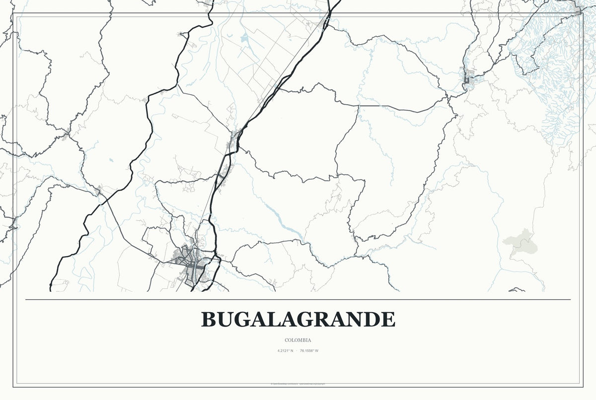 Bugalagrande, Colombia City Map Aluminum Sign in Gallery Air style