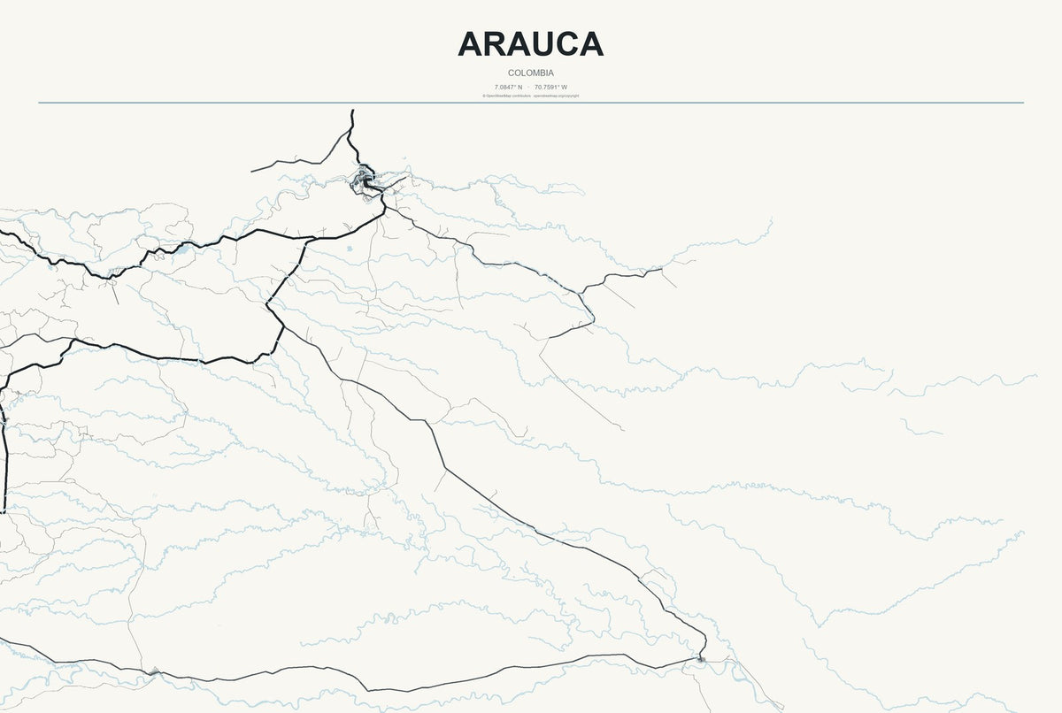 Arauca, Colombia City Map Aluminum Sign in Headline Atlas style