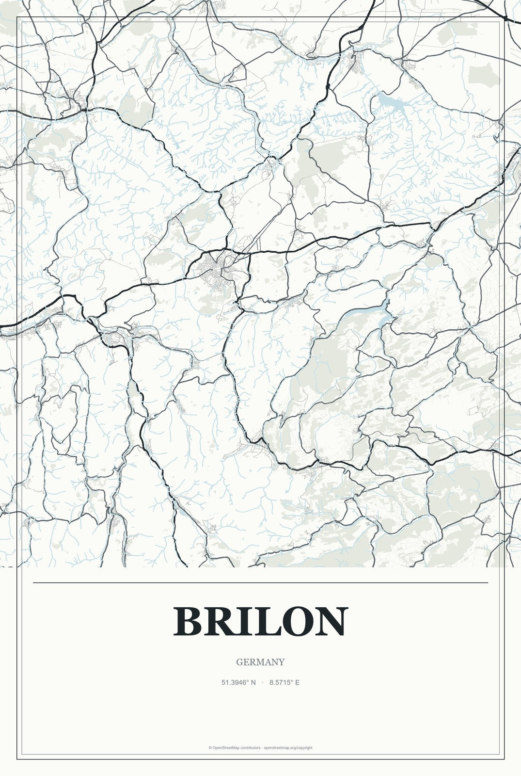 Brilon, Germany City Map Aluminum Sign in Gallery Air style