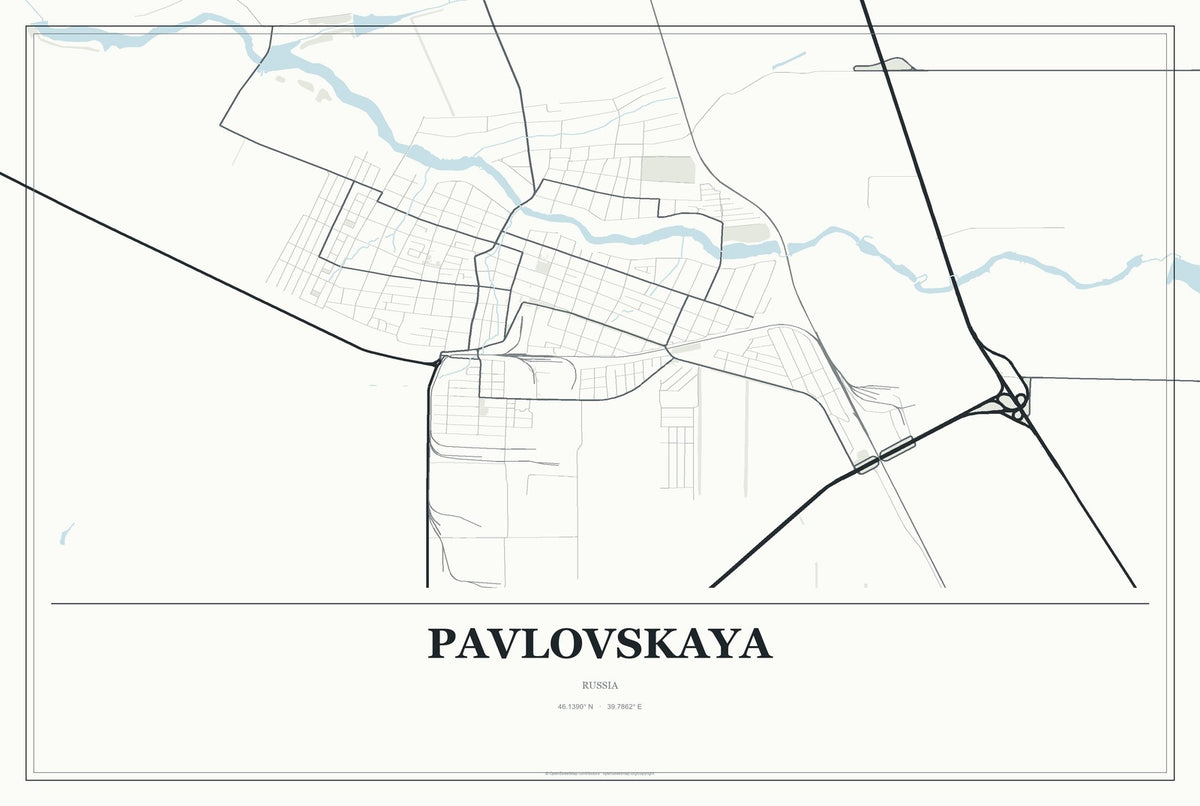 Pavlovskaya, Russia City Map Aluminum Sign in Gallery Air style