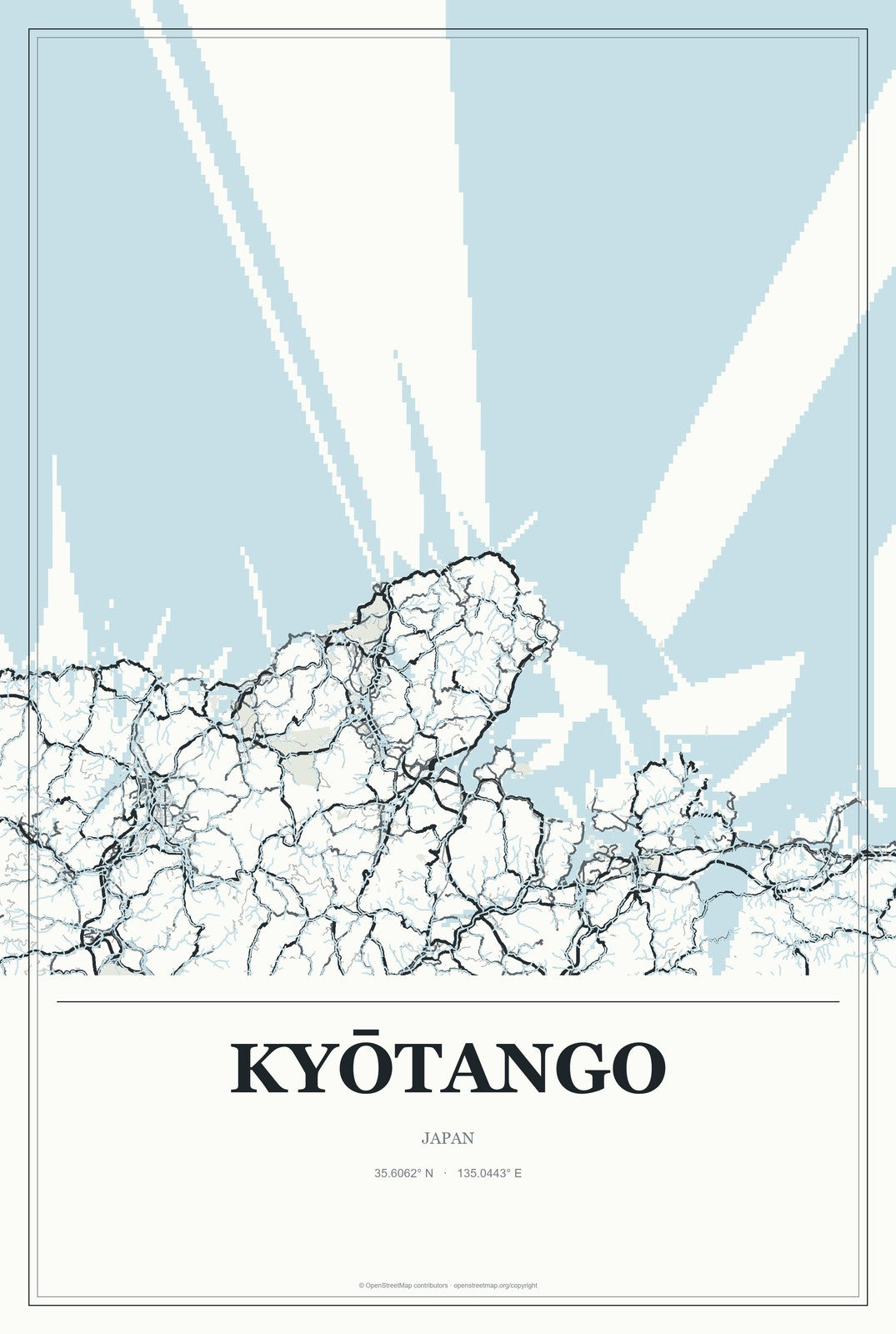 Kyōtango, Japan City Map Aluminum Sign in Gallery Air style