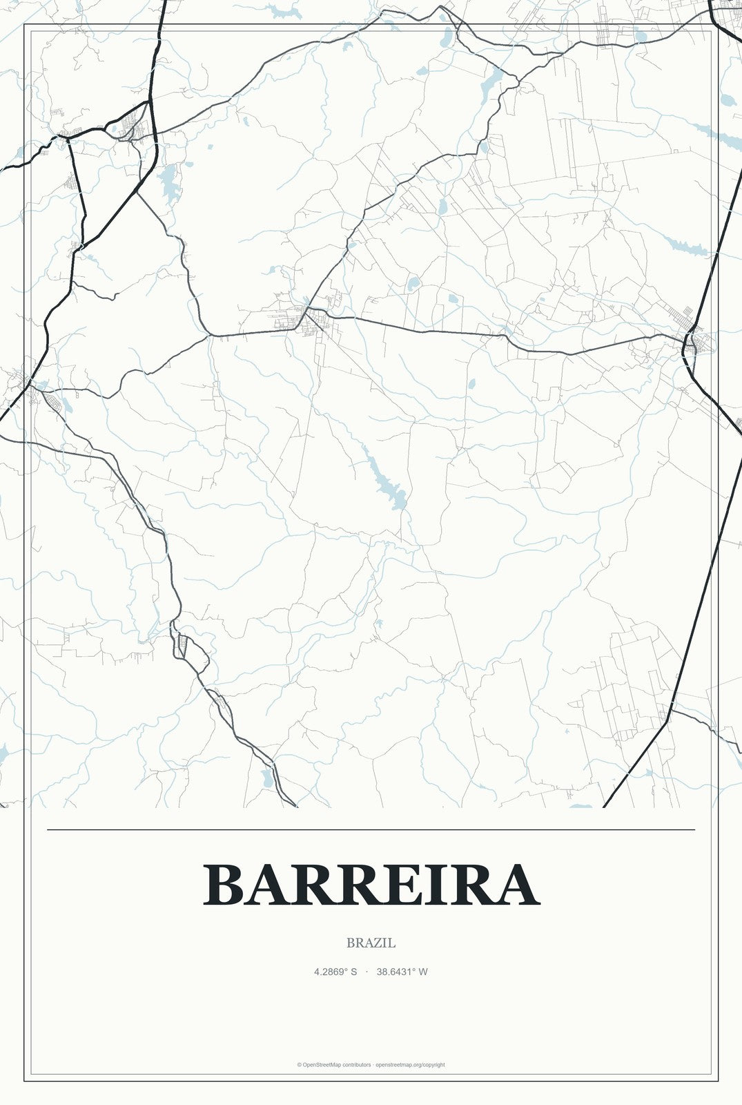 Barreira, Brazil City Map Aluminum Sign in Gallery Air style