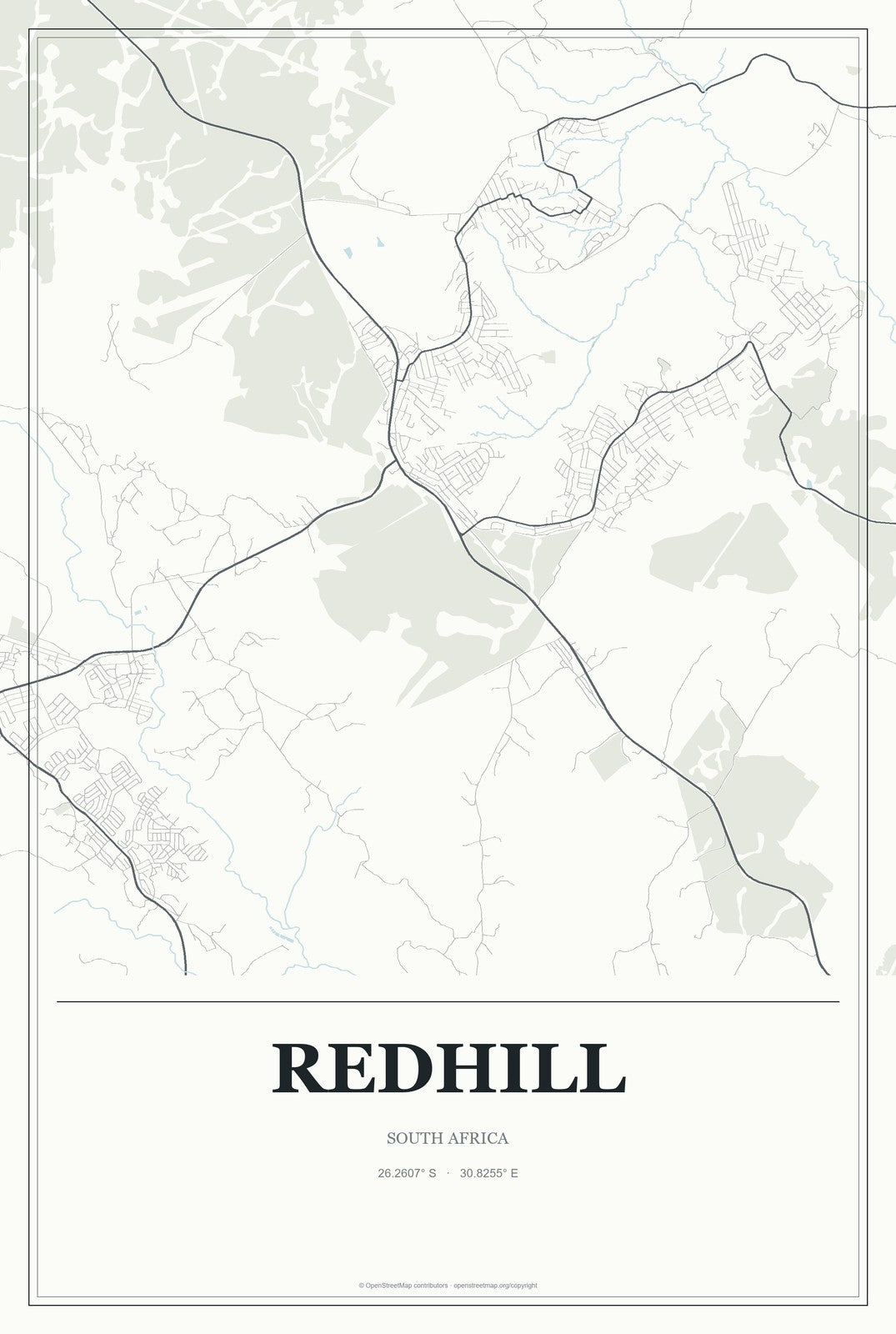 Redhill, South Africa City Map Aluminum Sign in Gallery Air style