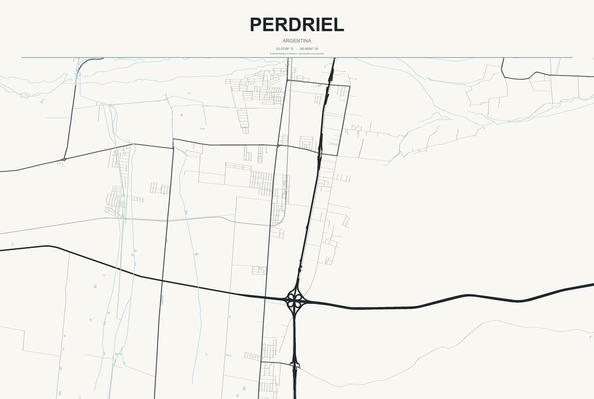 Perdriel, Argentina City Map Aluminum Sign in Headline Atlas style