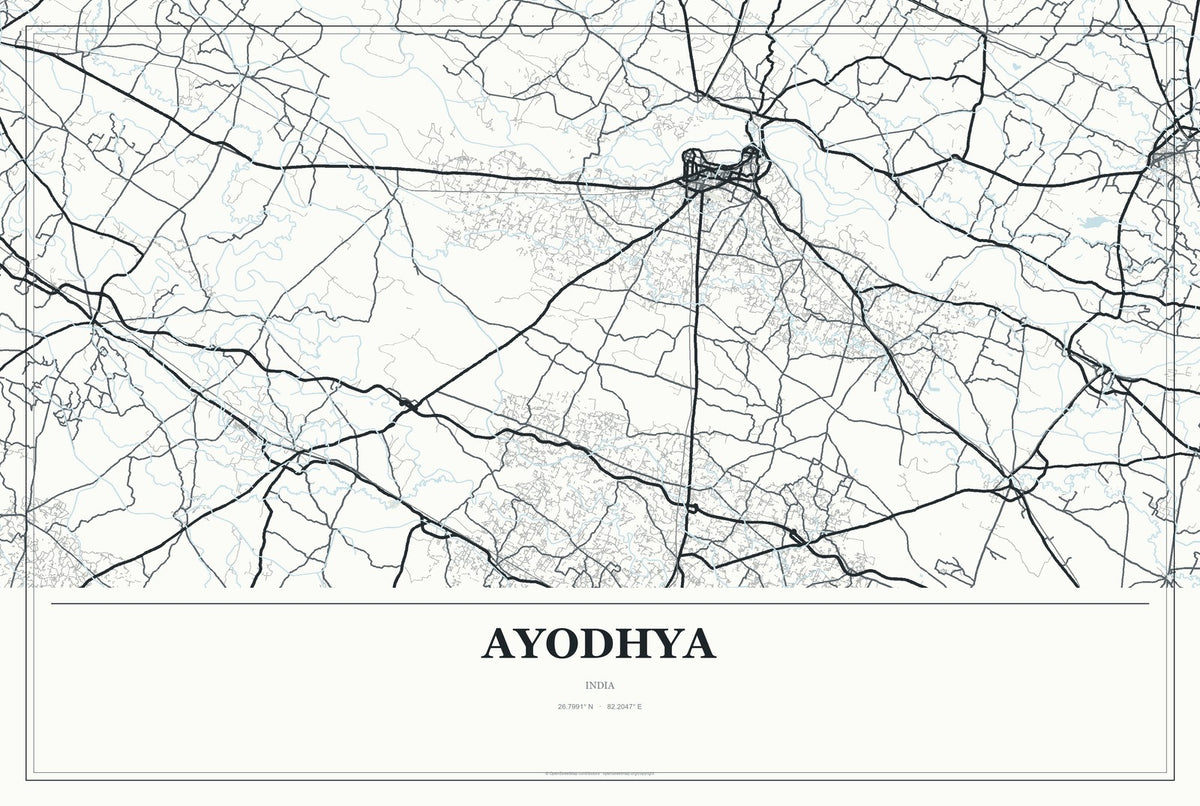 Ayodhya, India City Map Aluminum Sign in Gallery Air style