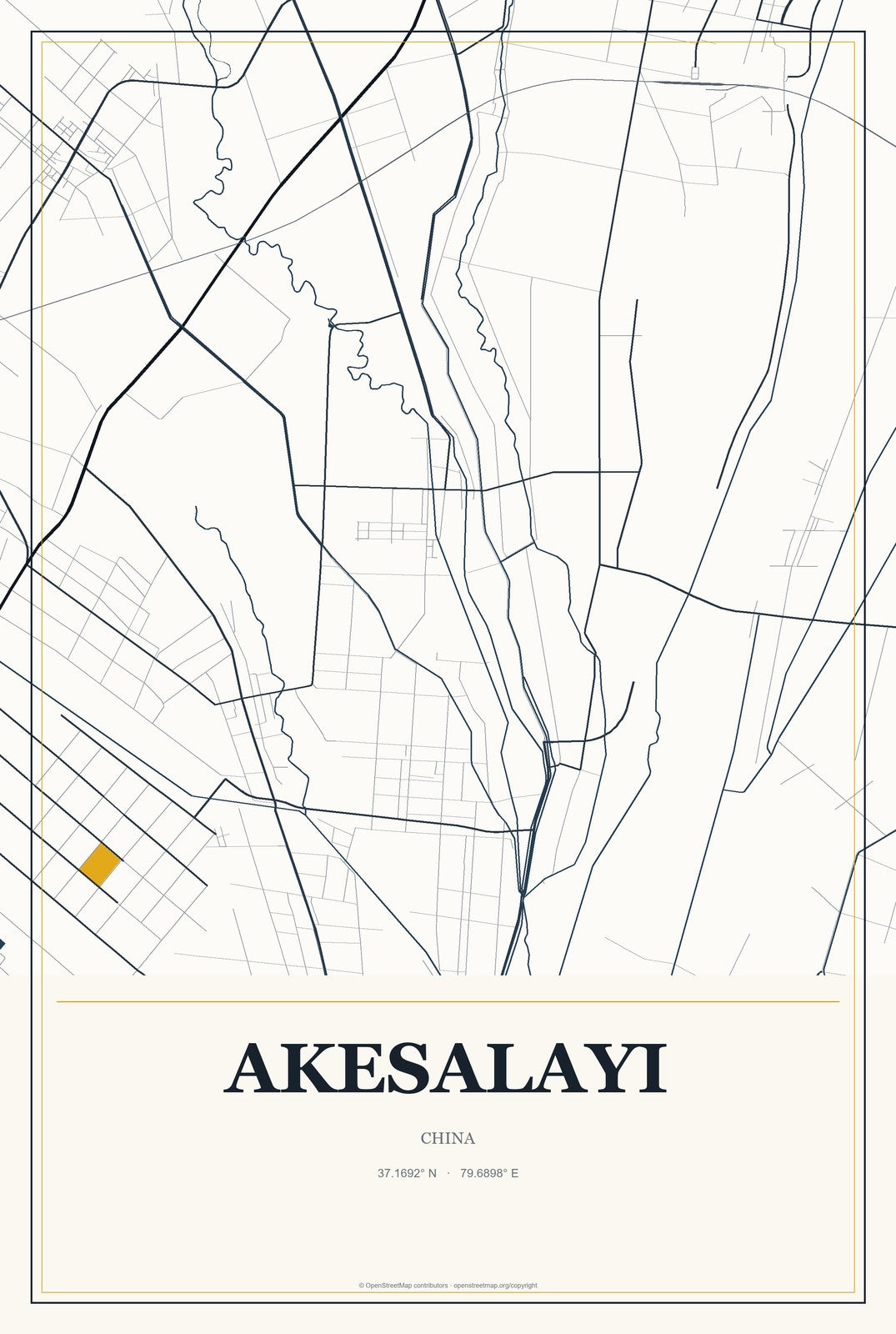 Akesalayi, China City Map Aluminum Sign in Citrine Modern style