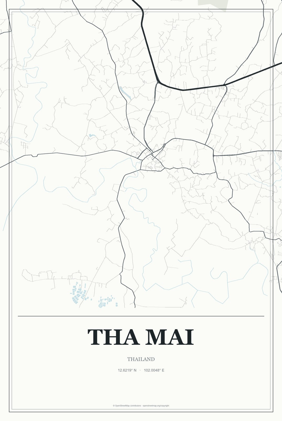 Tha Mai, Thailand City Map Aluminum Sign in Gallery Air style
