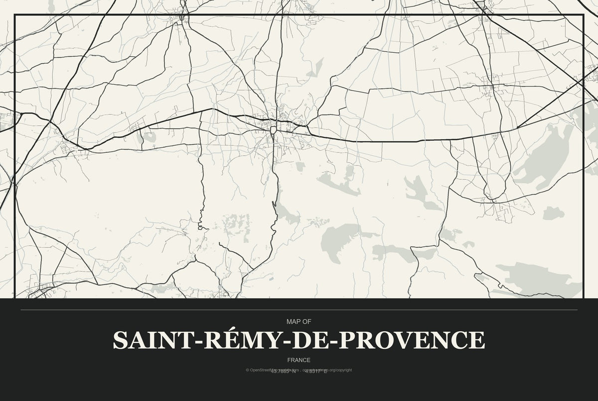 Saint-Rémy-de-Provence, France City Map Aluminum Sign in Museum Plaque style