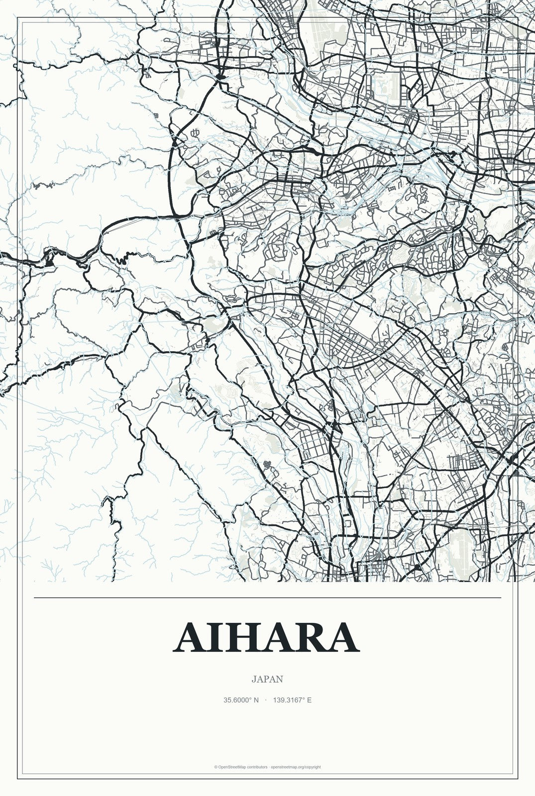 Aihara, Japan City Map Aluminum Sign in Gallery Air style