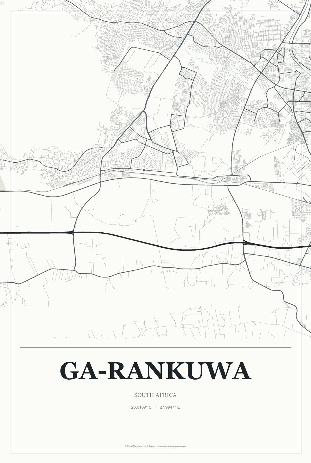 Ga-Rankuwa, South Africa City Map Aluminum Sign in Gallery Air style