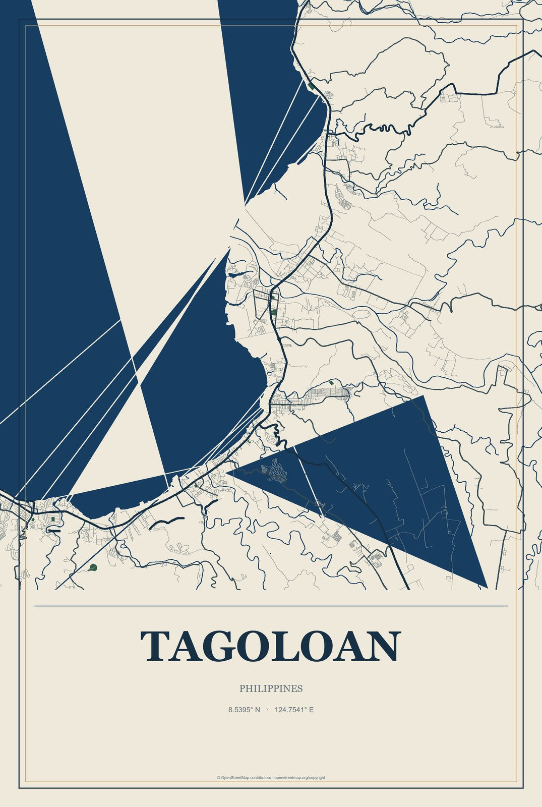 Tagoloan, Philippines City Map Aluminum Sign in Coastal Cutout style