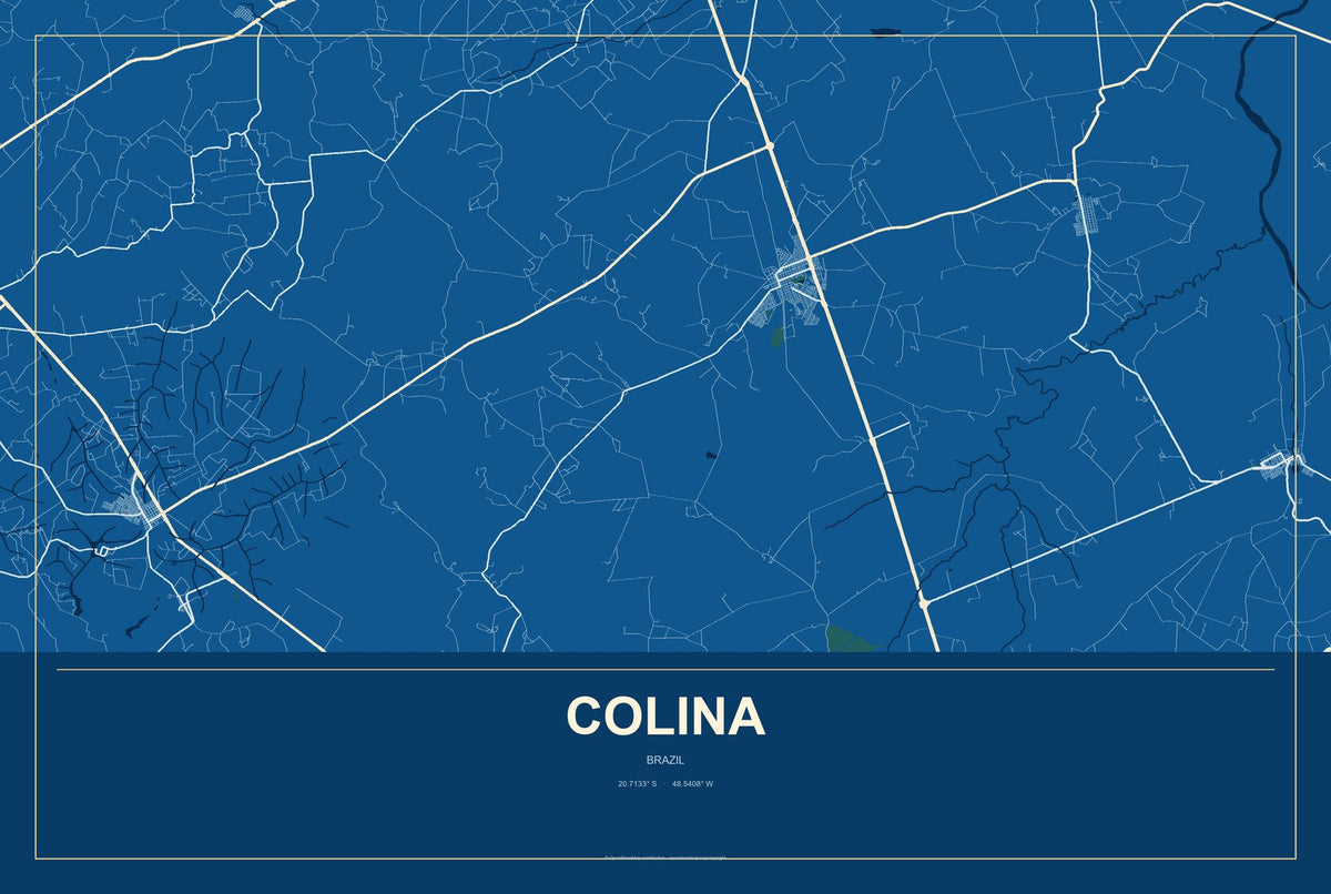 Colina, Brazil City Map Aluminum Sign in Harbor Cobalt style