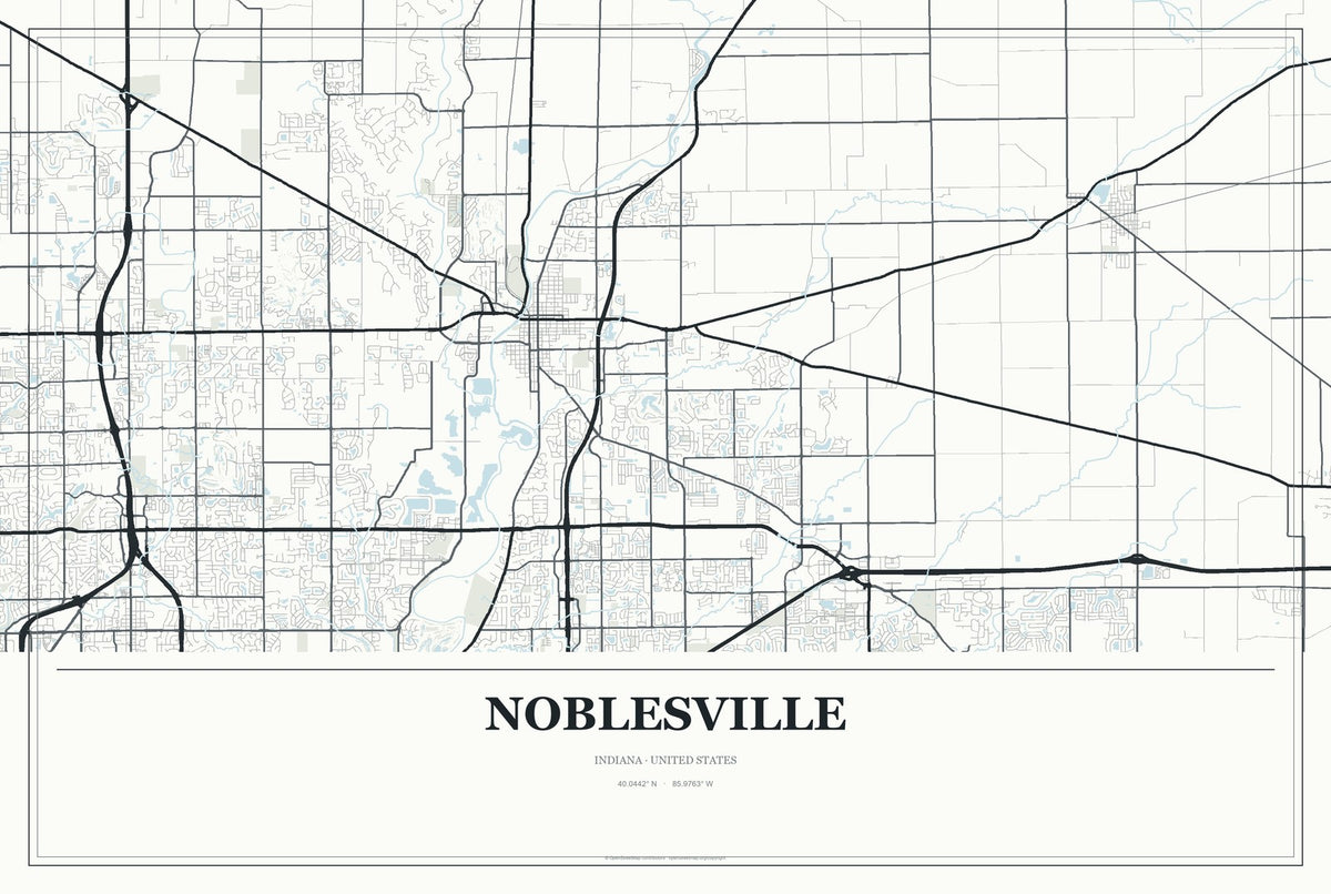 Noblesville, Indiana City Map Aluminum Sign in Gallery Air style