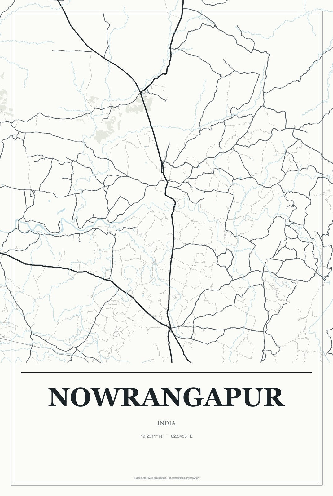 Nowrangapur, India City Map Aluminum Sign in Gallery Air style
