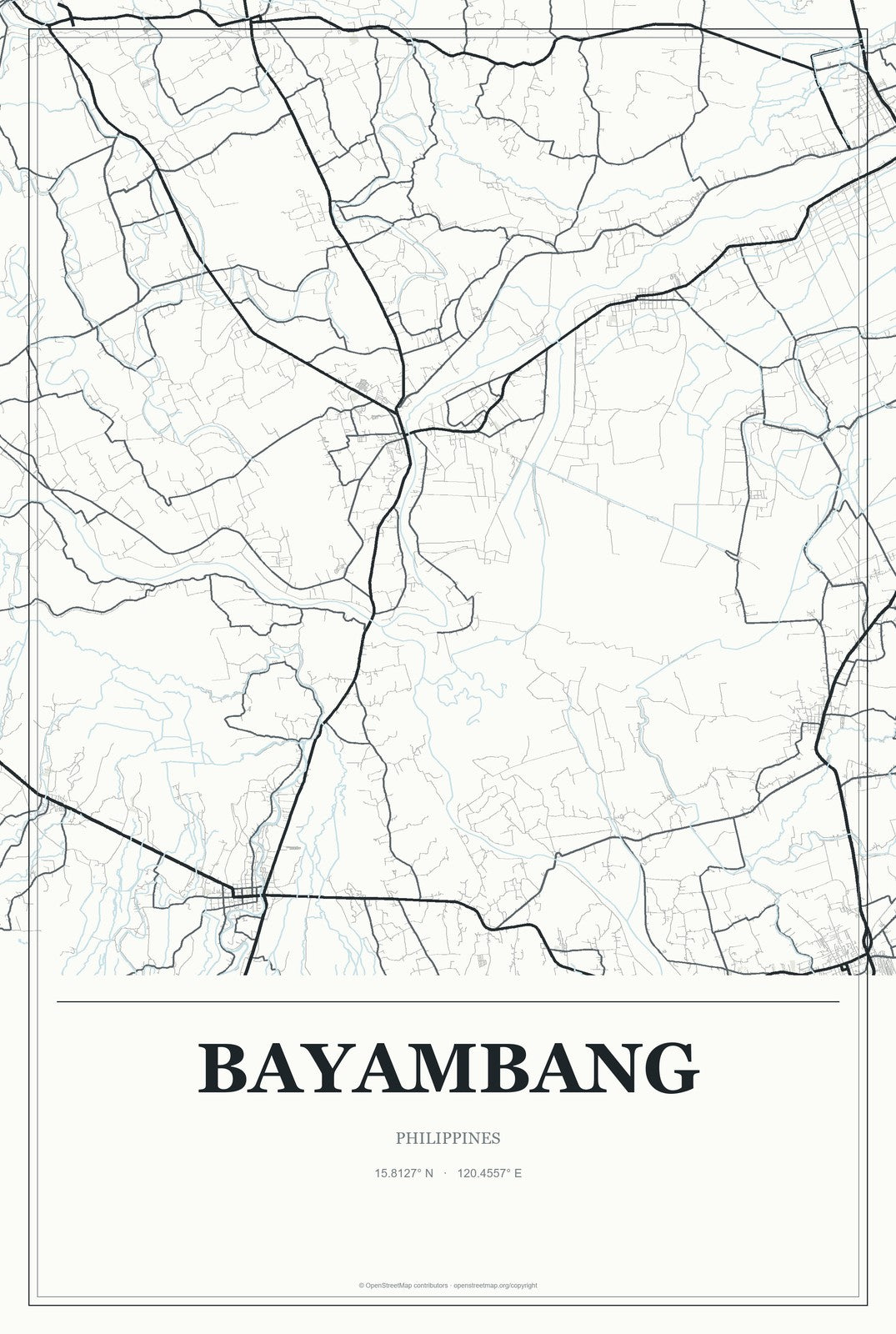 Bayambang, Philippines City Map Aluminum Sign in Gallery Air style