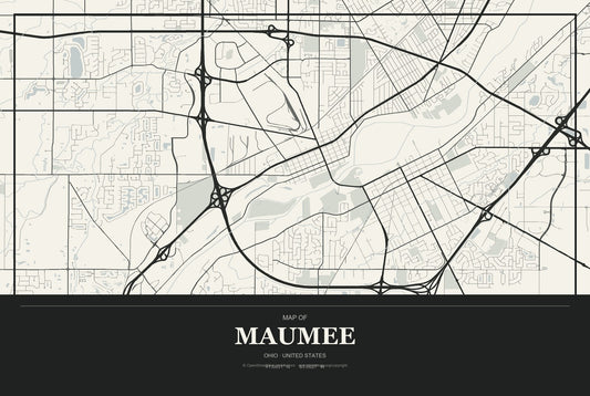 Maumee, Ohio City Map Aluminum Sign in Museum Plaque style