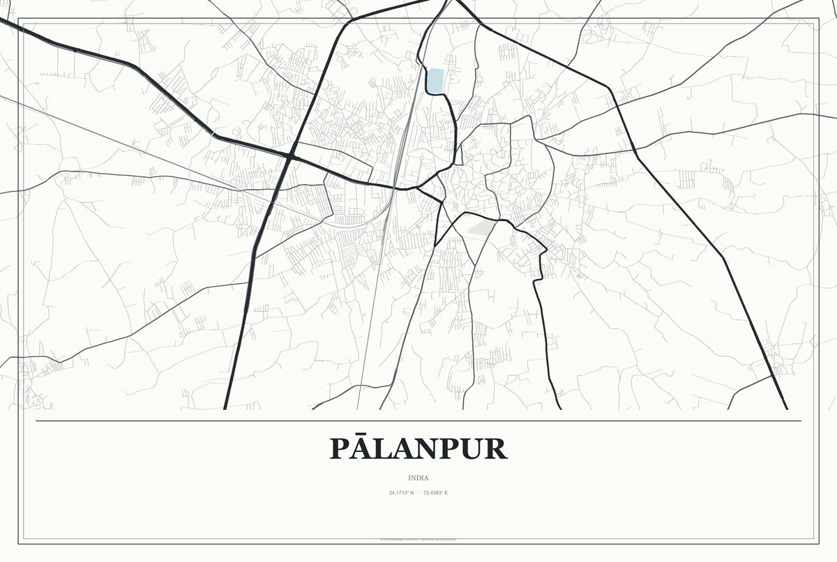 Pālanpur, India City Map Aluminum Sign in Gallery Air style