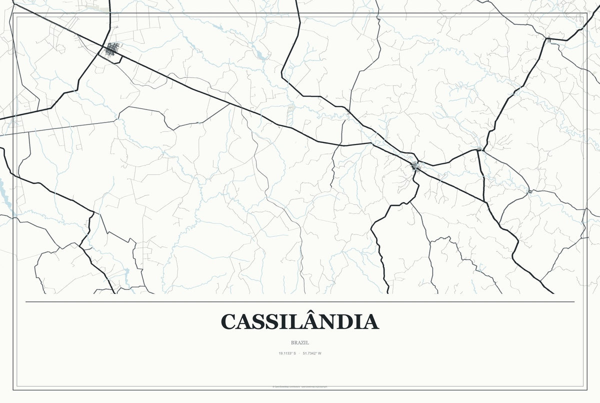 Cassilândia, Brazil City Map Aluminum Sign in Gallery Air style
