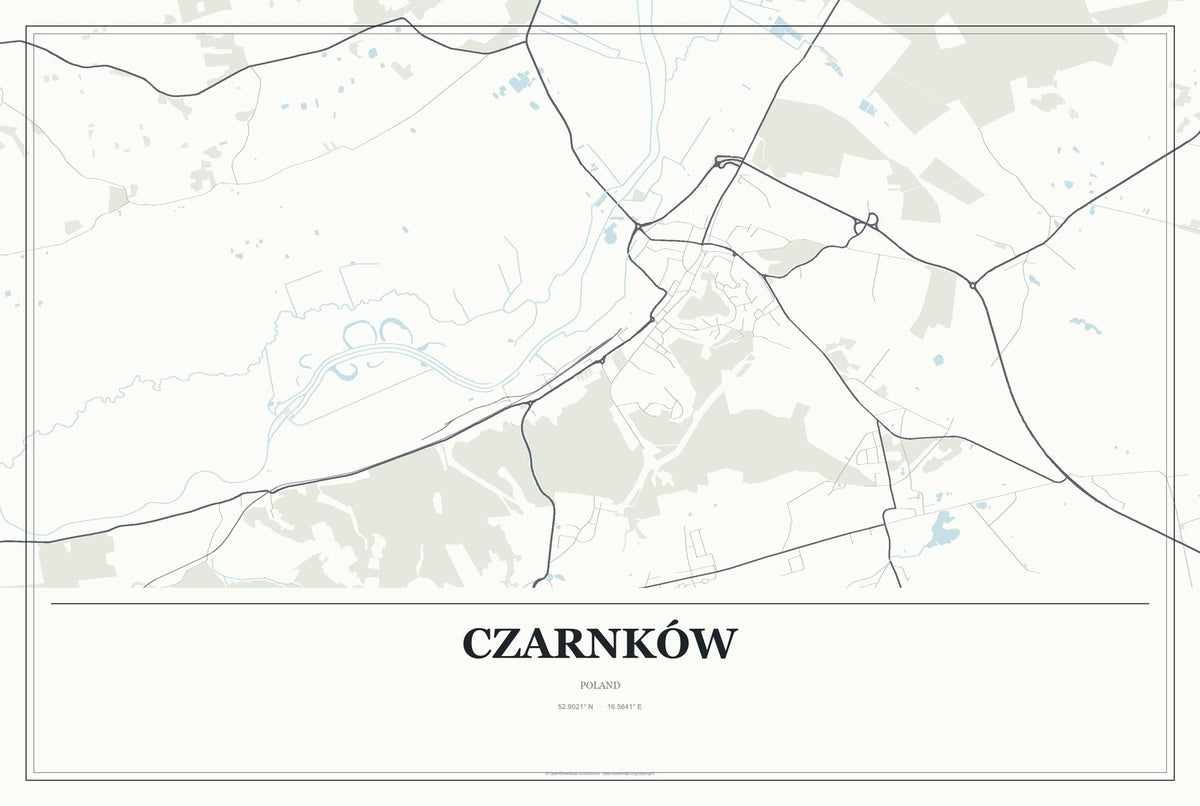 Czarnków, Poland City Map Aluminum Sign in Gallery Air style
